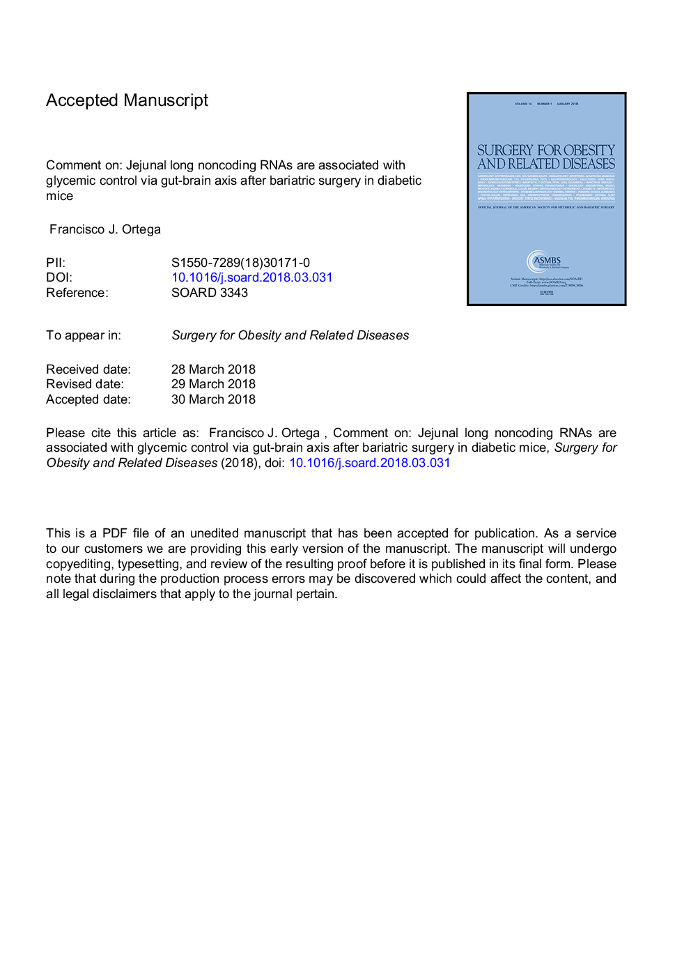 Comment on: jejunal long noncoding RNAs are associated with glycemic control via gut-brain axis after bariatric surgery in diabetic mice