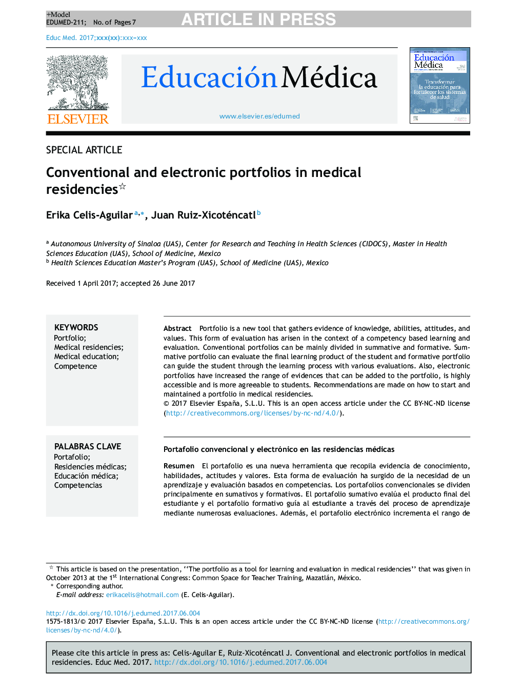 Conventional and electronic portfolios in medical residencies