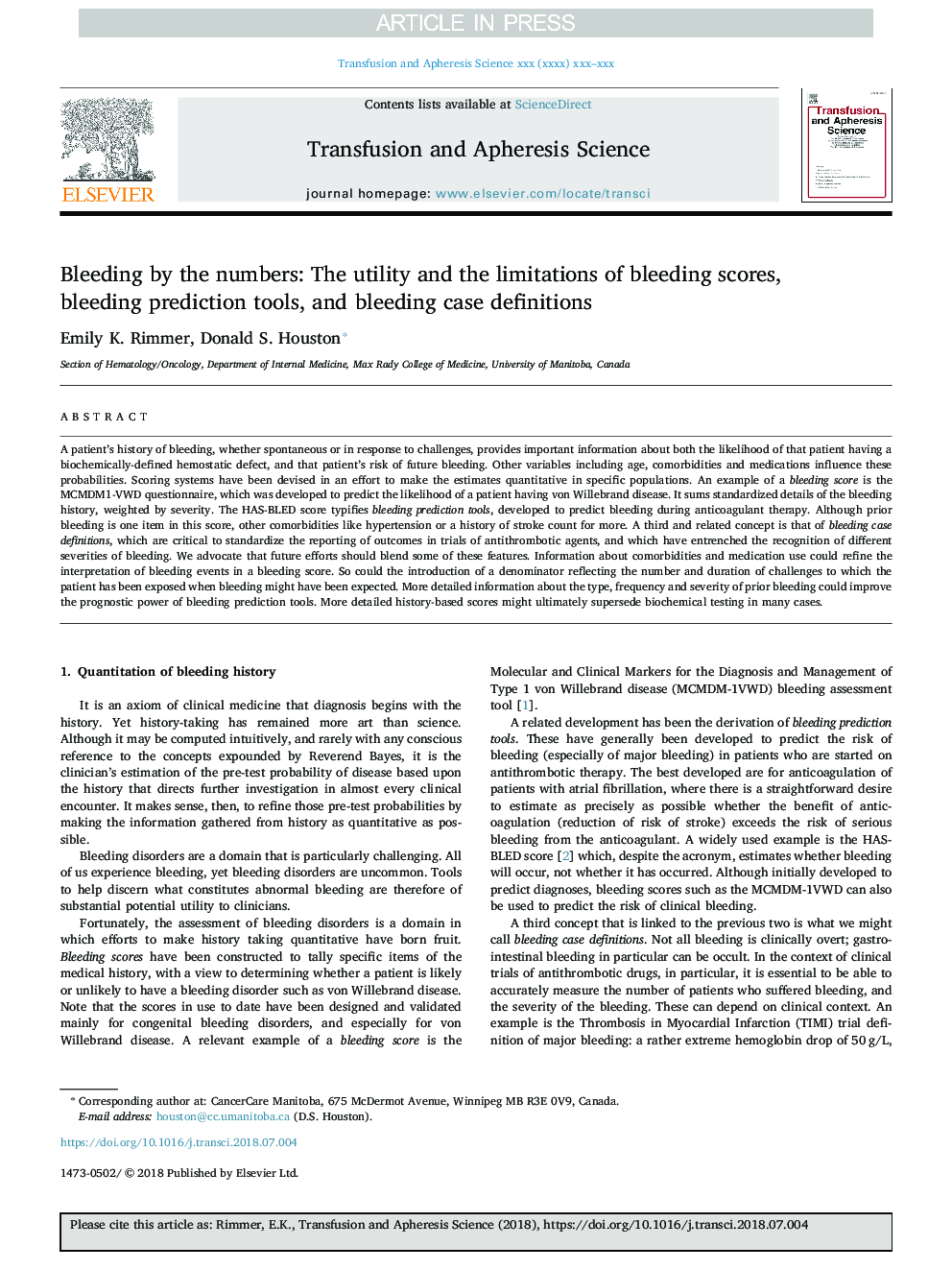 Bleeding by the numbers: The utility and the limitations of bleeding scores, bleeding prediction tools, and bleeding case definitions