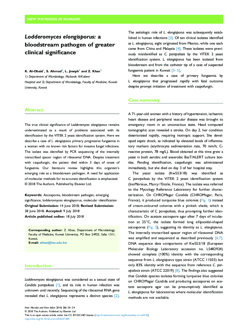 Lodderomyces elongisporus: a bloodstream pathogen of greater clinical significance