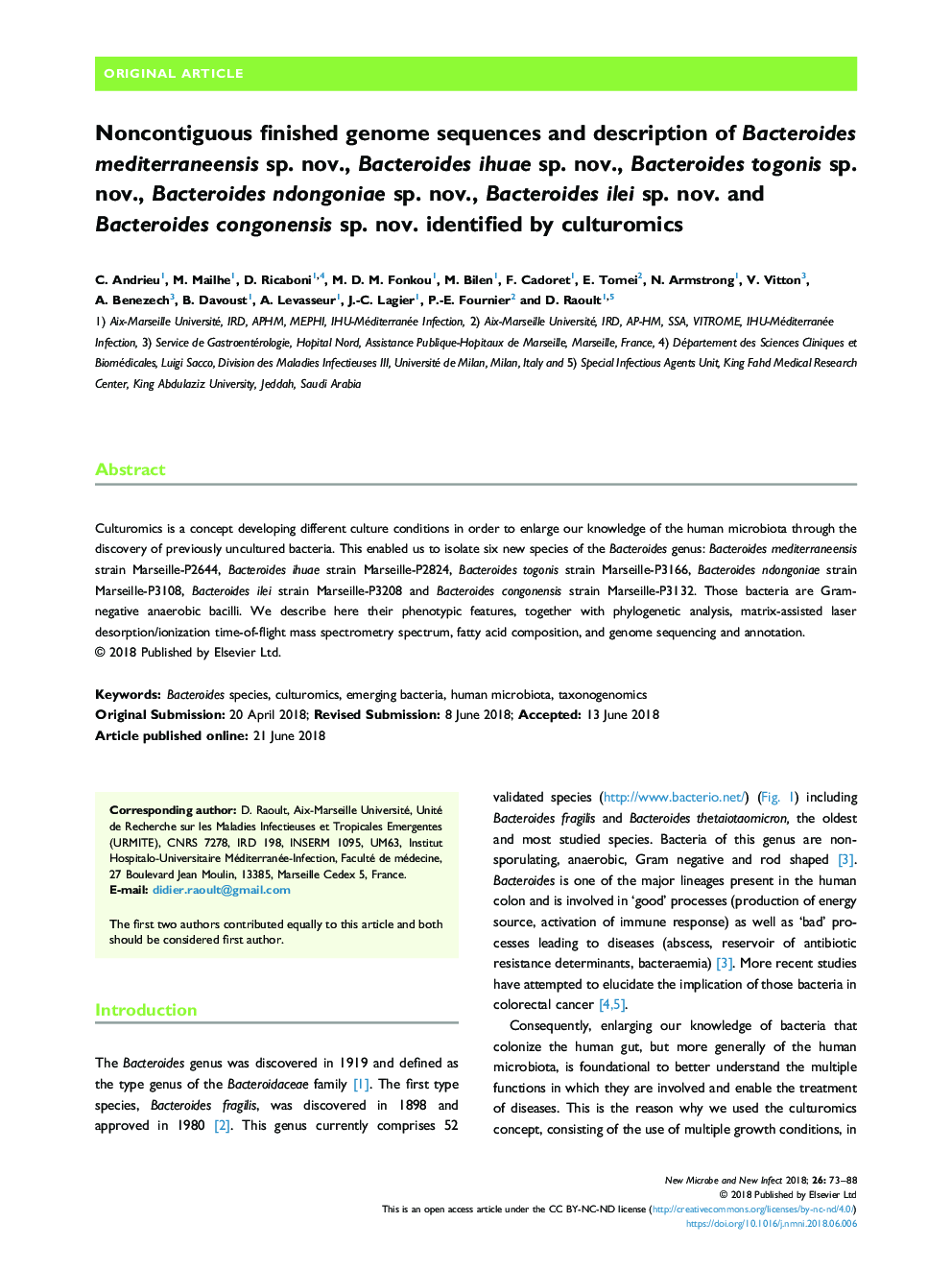 Noncontiguous finished genome sequences and description of Bacteroides mediterraneensis sp. nov., Bacteroides ihuae sp. nov., Bacteroides togonis sp. nov., Bacteroides ndongoniae sp. nov., Bacteroides ilei sp. nov. and Bacteroides congonensis sp. nov. ide