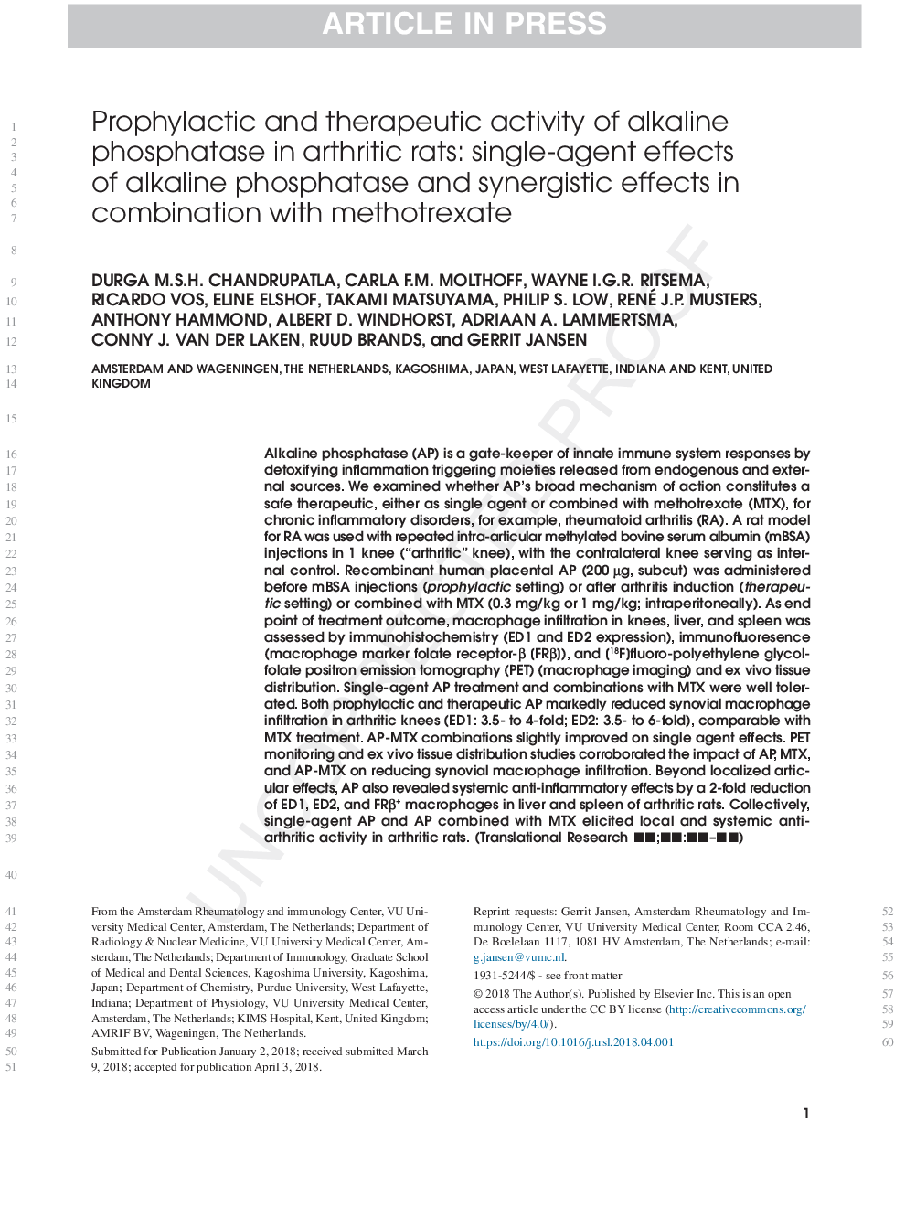 فعالیت پیشگیرانه و درمانی آلکالن فسفاتاز در موش های صحرایی: اثرات تکثیر آلکالین فسفاتاز و اثرات سینرژیک در ترکیب با متوترکسات