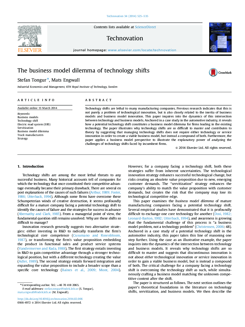 The business model dilemma of technology shifts