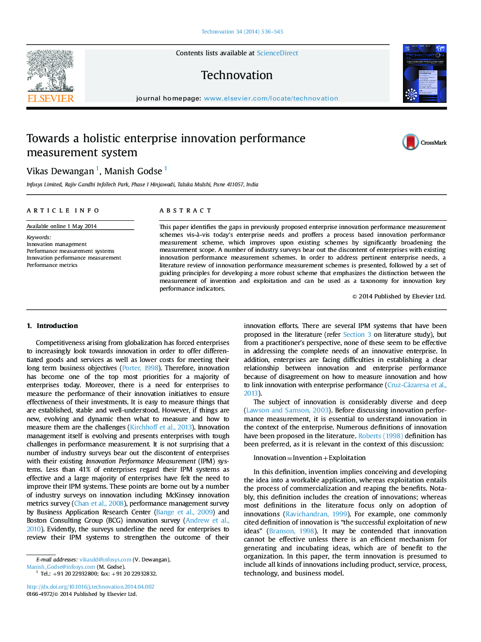 Towards a holistic enterprise innovation performance measurement system