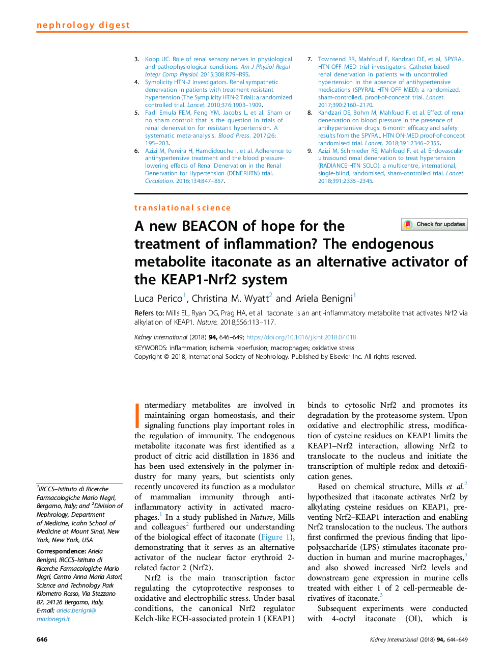 A new BEACON of hope for the treatment of inflammation? The endogenous metabolite itaconate as an alternative activator of the KEAP1-Nrf2 system