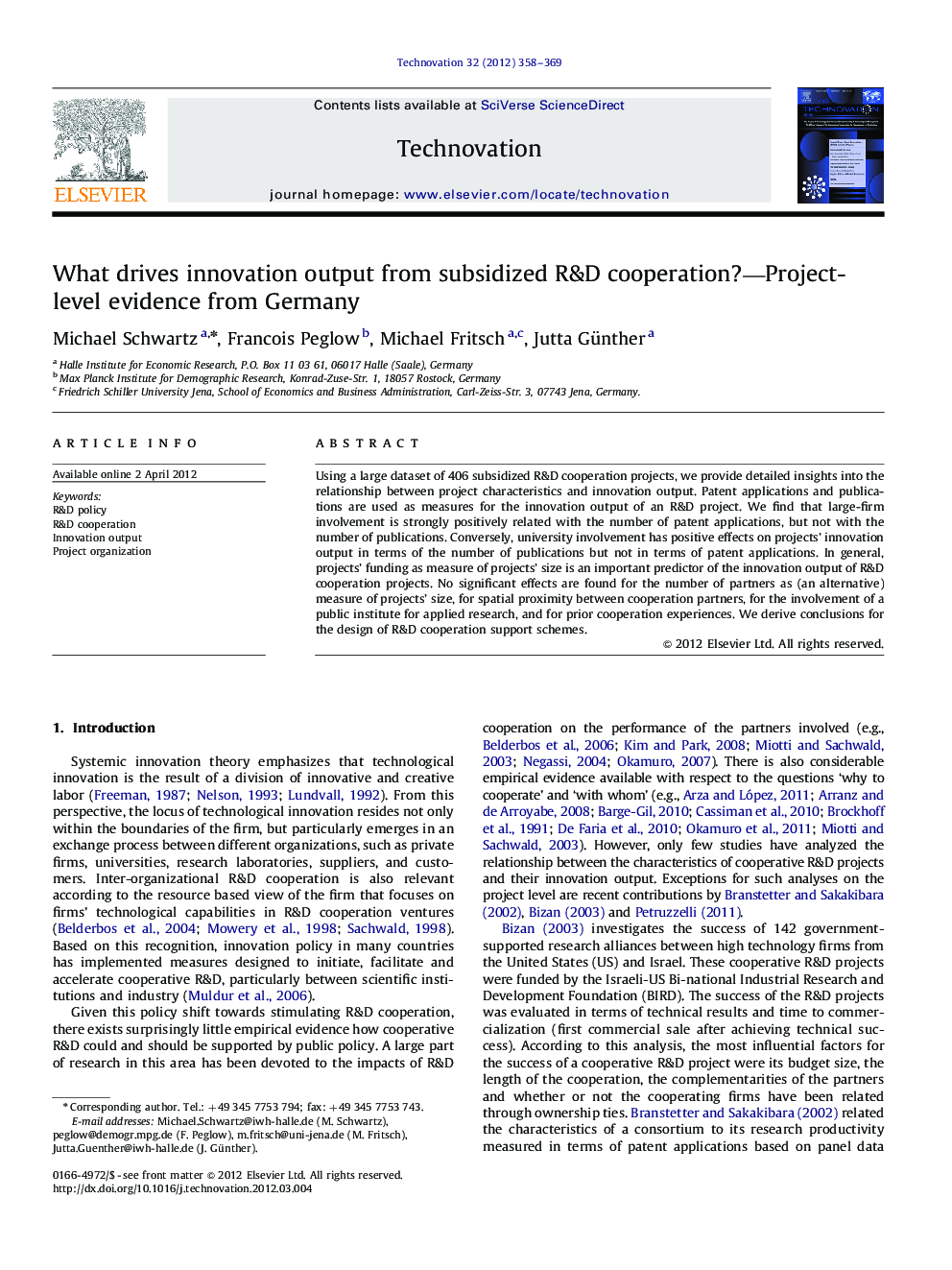 What drives innovation output from subsidized R&D cooperation?—Project-level evidence from Germany