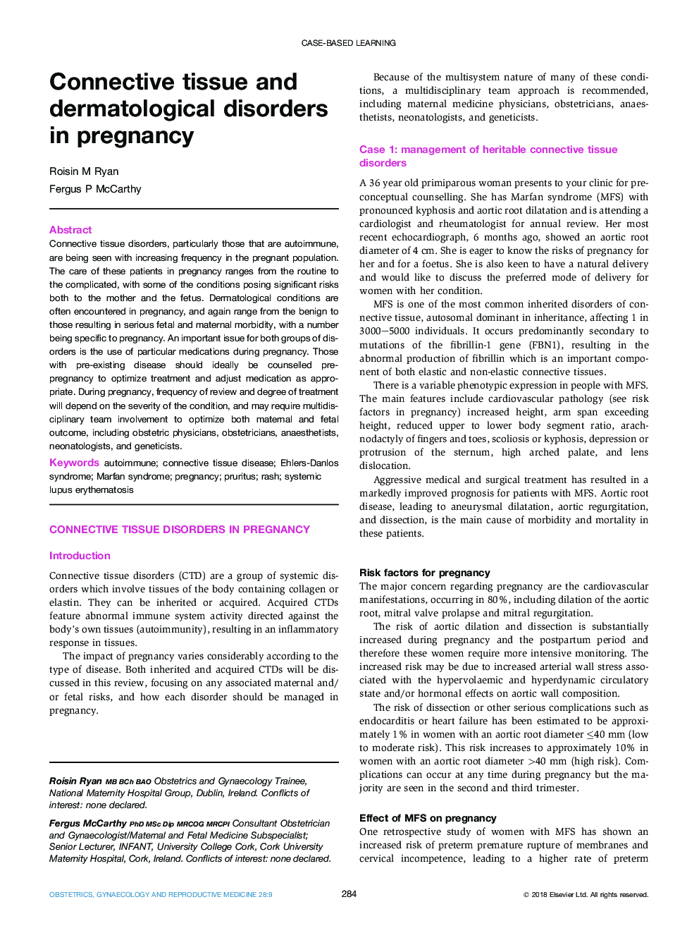 Connective tissue and dermatological disorders in pregnancy