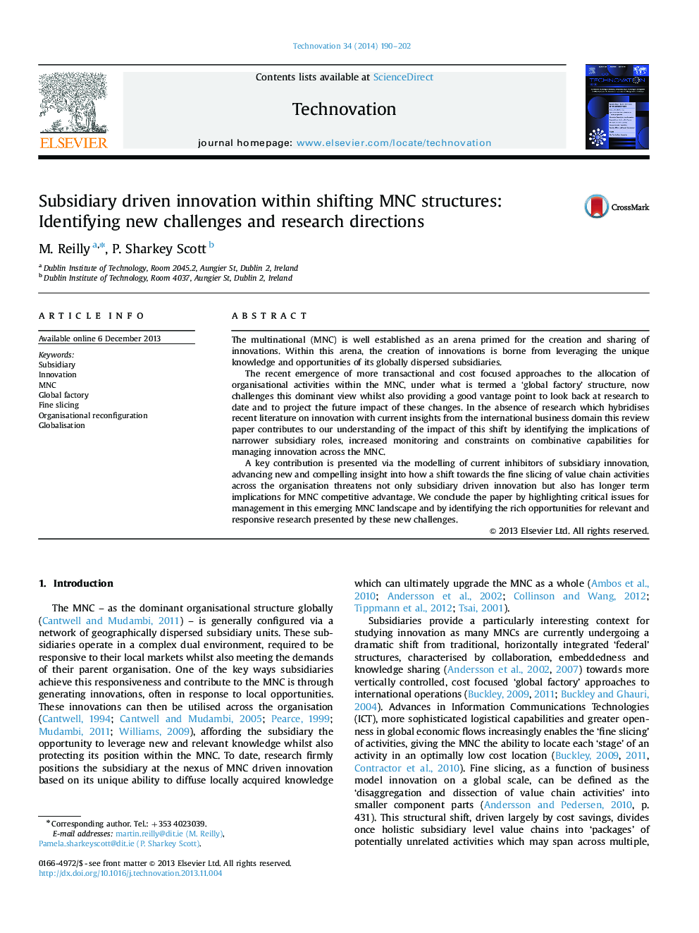 Subsidiary driven innovation within shifting MNC structures: Identifying new challenges and research directions