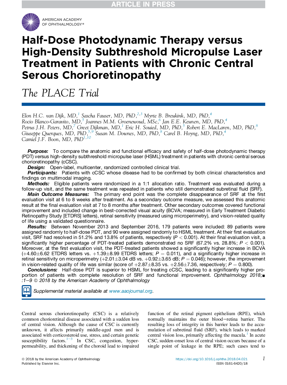 Half-Dose Photodynamic Therapy versus High-Density Subthreshold Micropulse Laser Treatment in Patients with Chronic Central Serous Chorioretinopathy