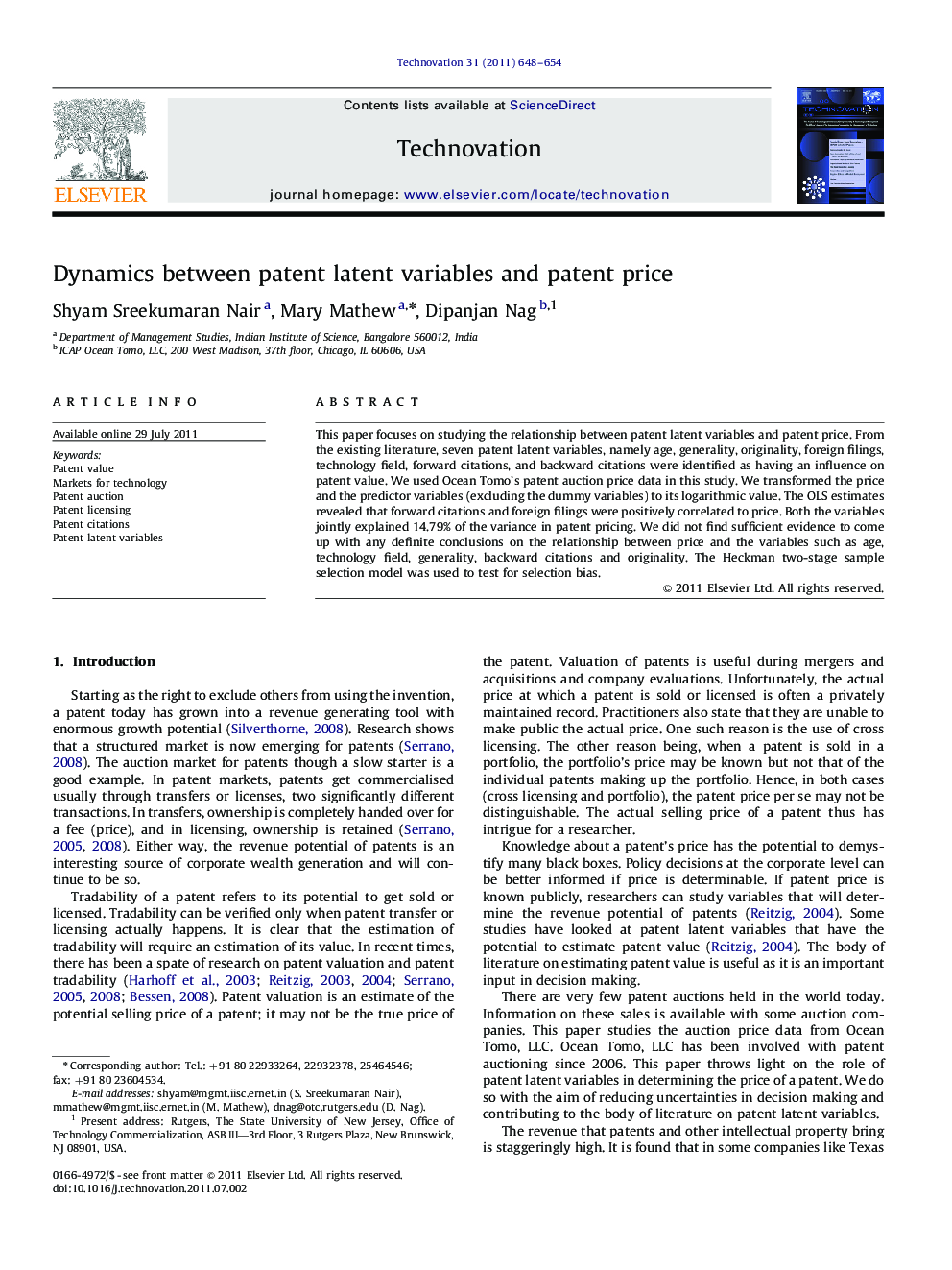 Dynamics between patent latent variables and patent price