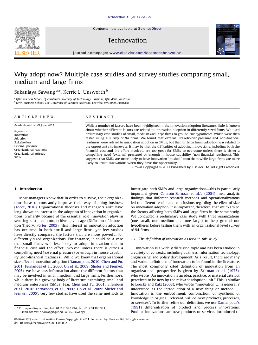 Why adopt now? Multiple case studies and survey studies comparing small, medium and large firms