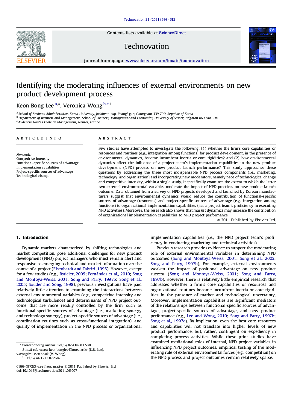 Identifying the moderating influences of external environments on new product development process