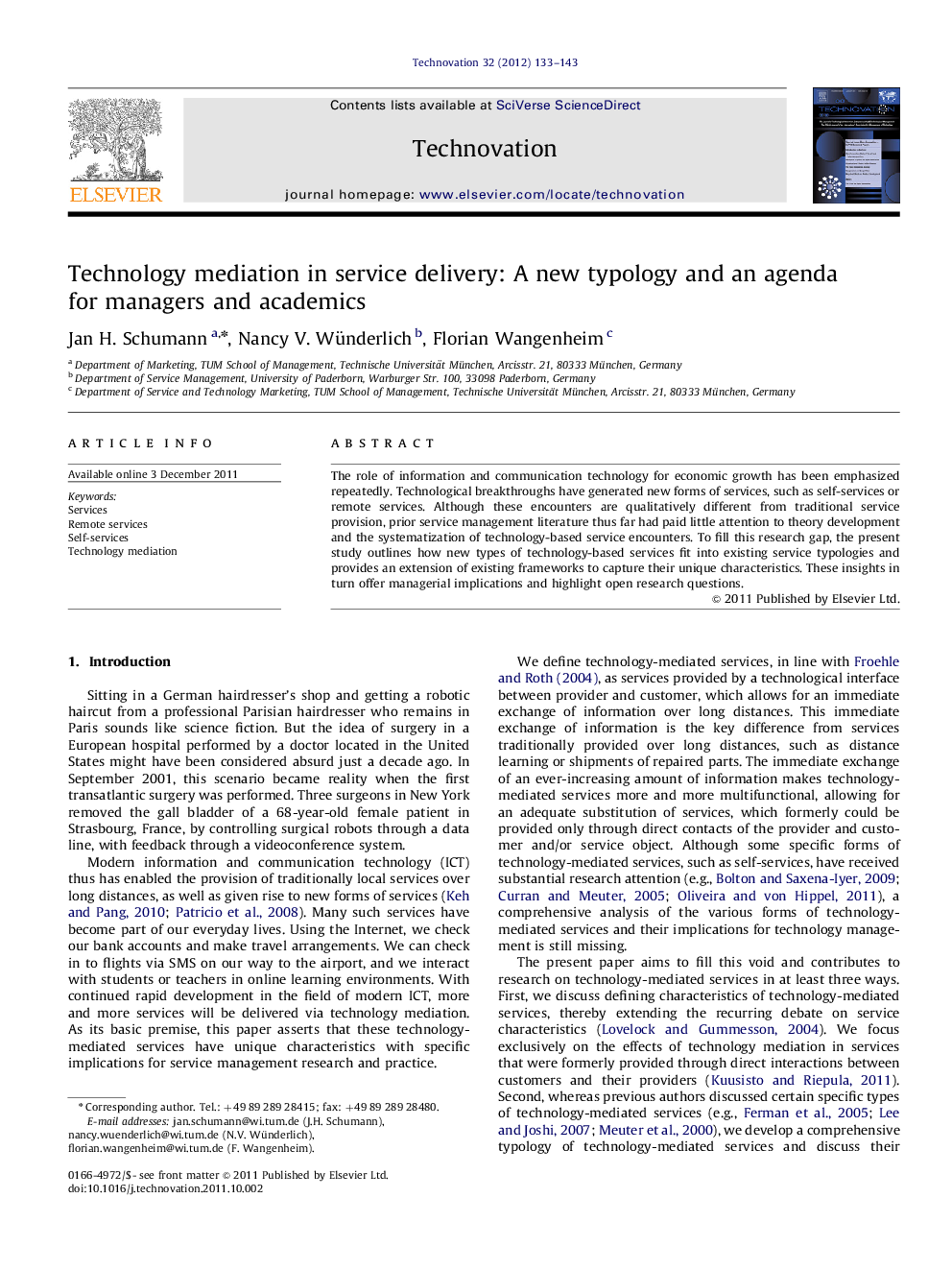 Technology mediation in service delivery: A new typology and an agenda for managers and academics