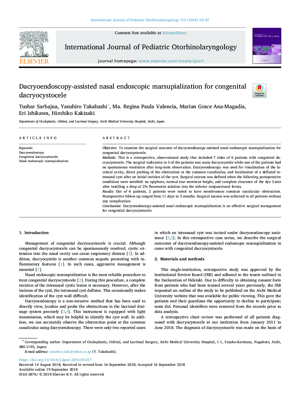 Dacryoendoscopy-assisted nasal endoscopic marsupialization for congenital dacryocystocele