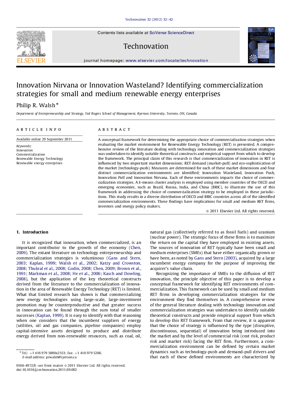 Innovation Nirvana or Innovation Wasteland? Identifying commercialization strategies for small and medium renewable energy enterprises