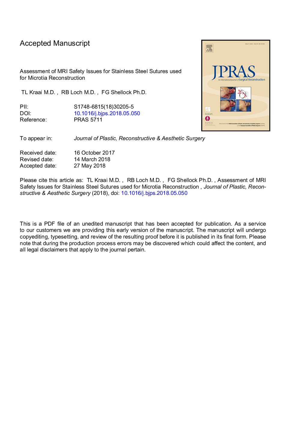 Assessment of MRI safety issues for stainless steel sutures used for microtia reconstruction