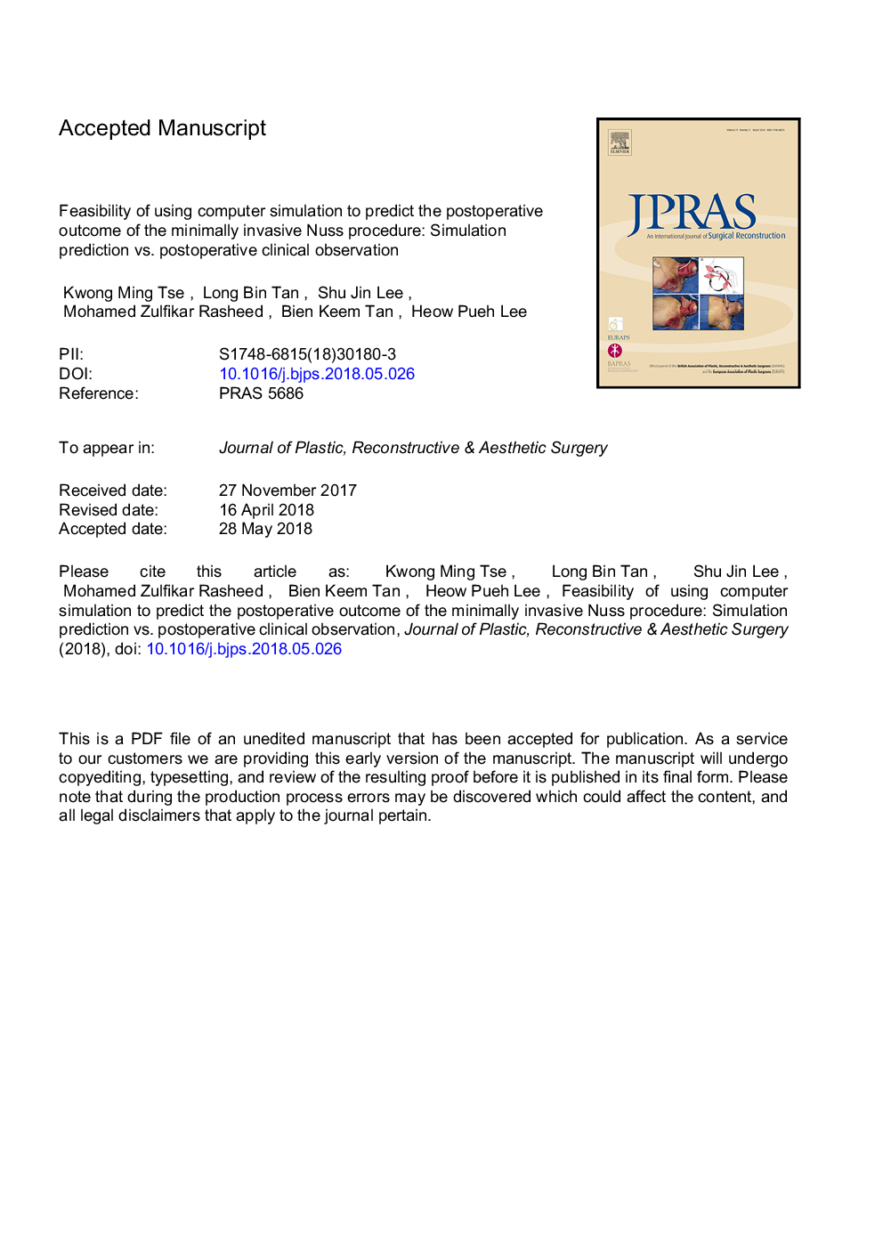 Feasibility of using computer simulation to predict the postoperative outcome of the minimally invasive Nuss procedure: Simulation prediction vs. postoperative clinical observation