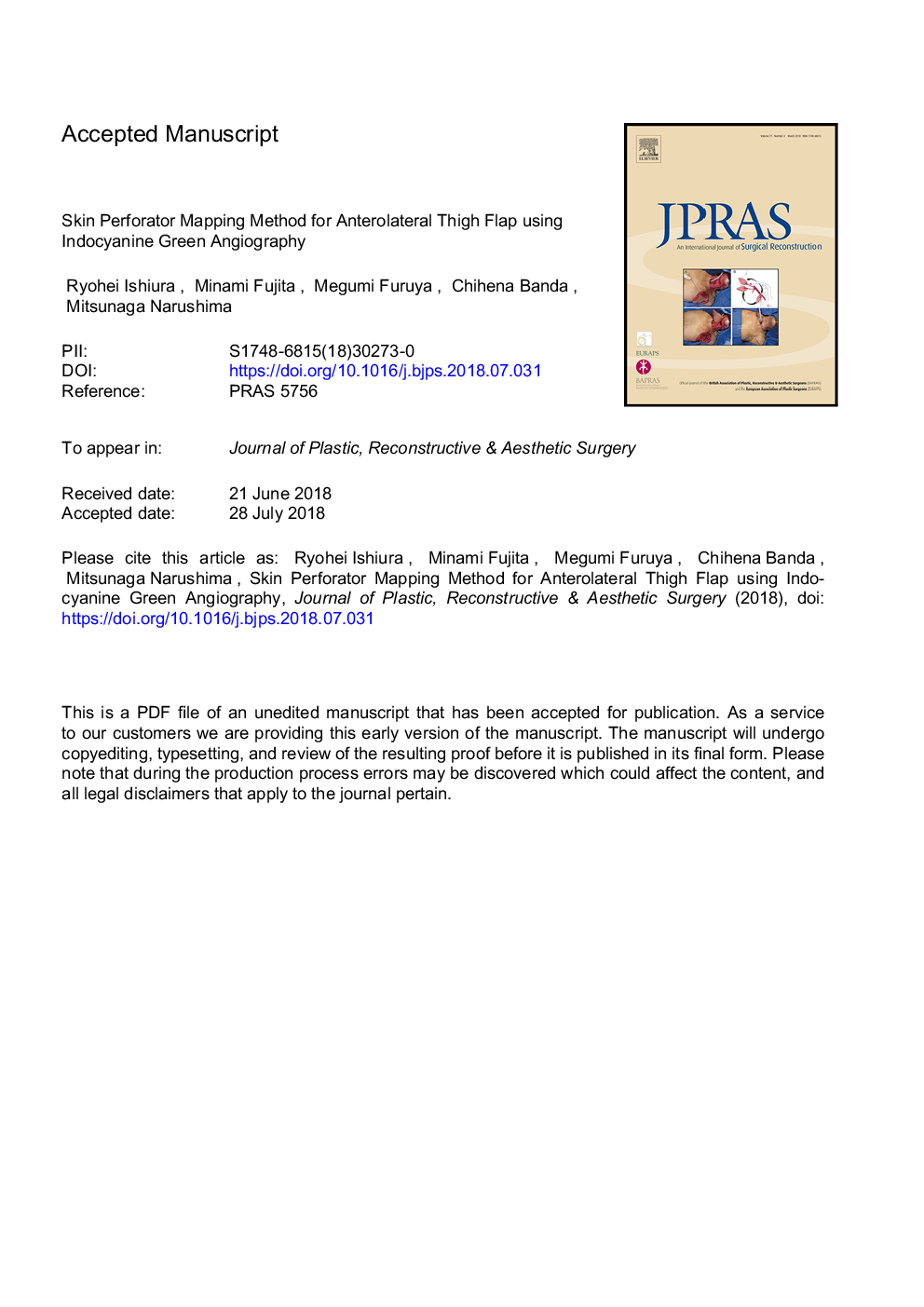 Skin perforator mapping method for anterolateral thigh flap using indocyanine green angiography