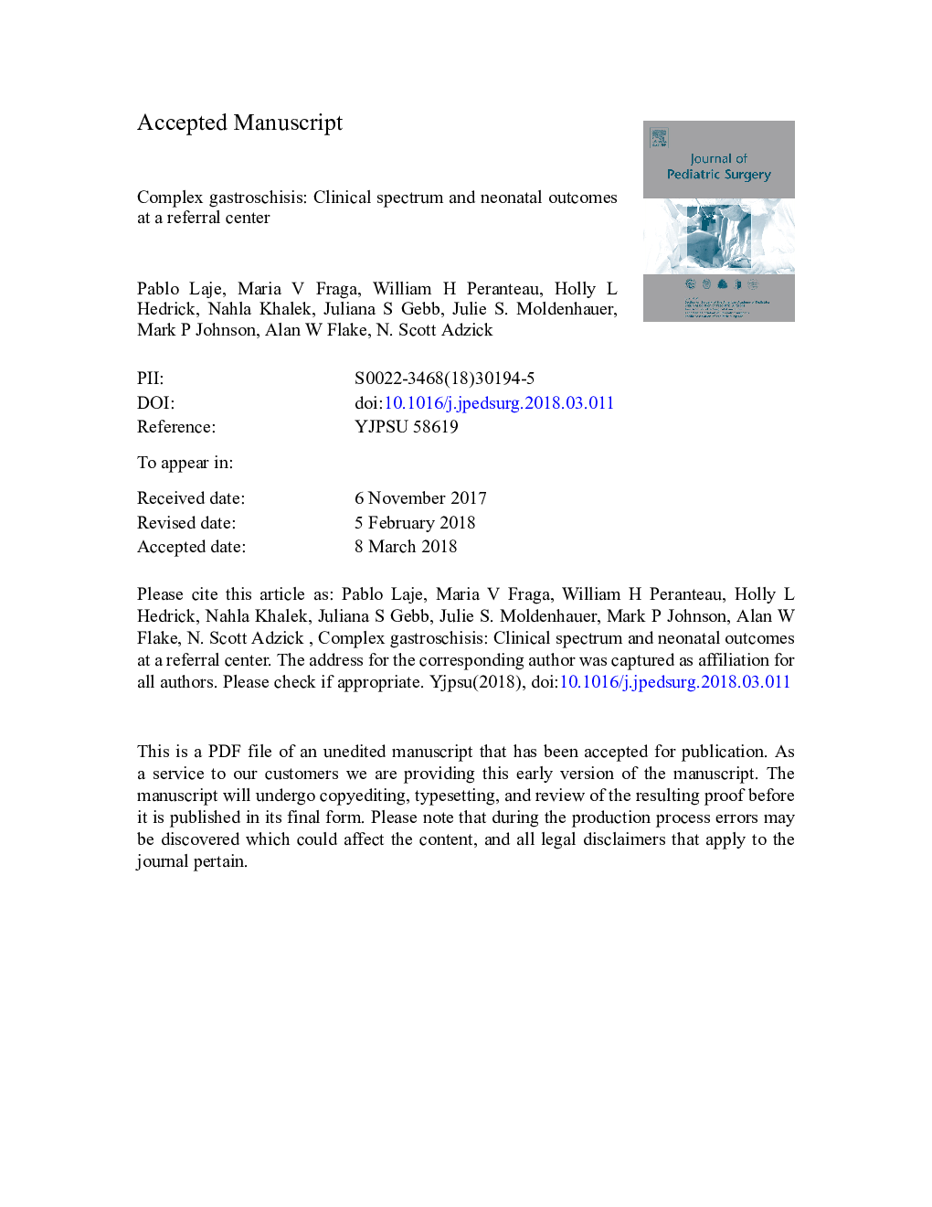 Complex gastroschisis: Clinical spectrum and neonatal outcomes at a referral center