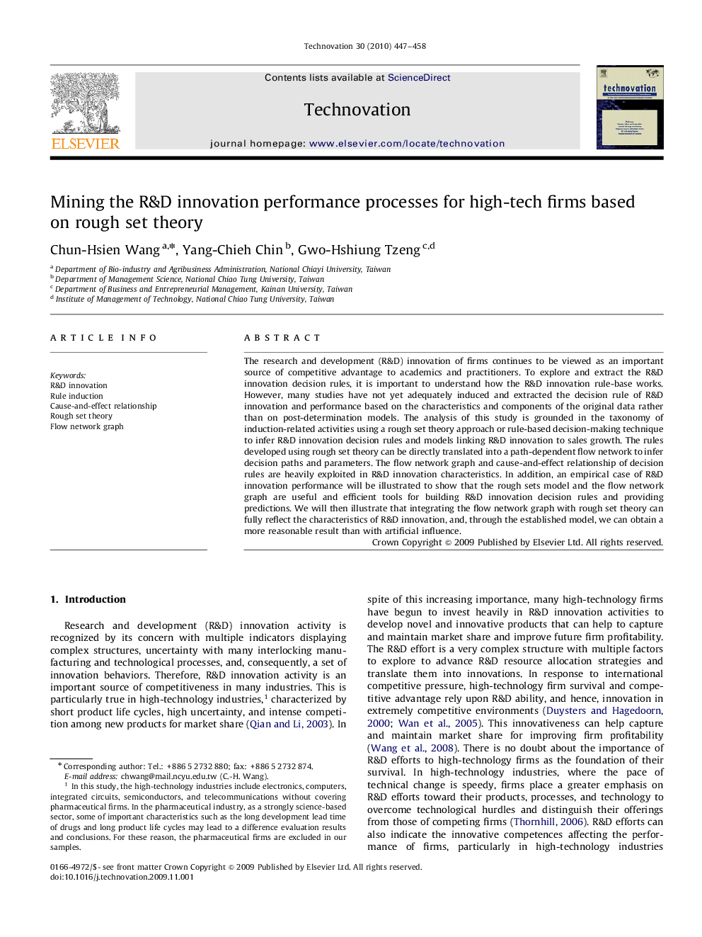 Mining the R&D innovation performance processes for high-tech firms based on rough set theory