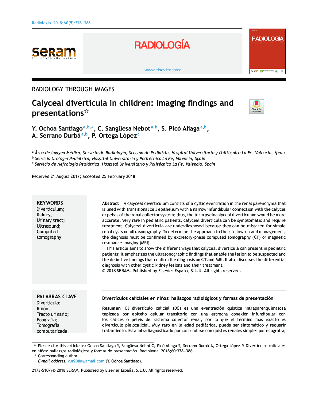 Calyceal diverticula in children: Imaging findings and presentations