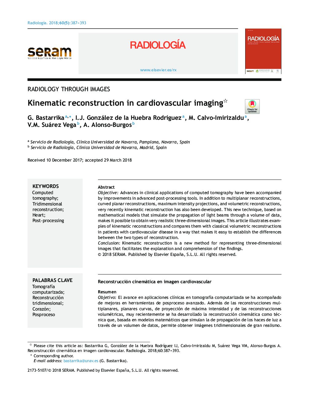 Kinematic reconstruction in cardiovascular imaging
