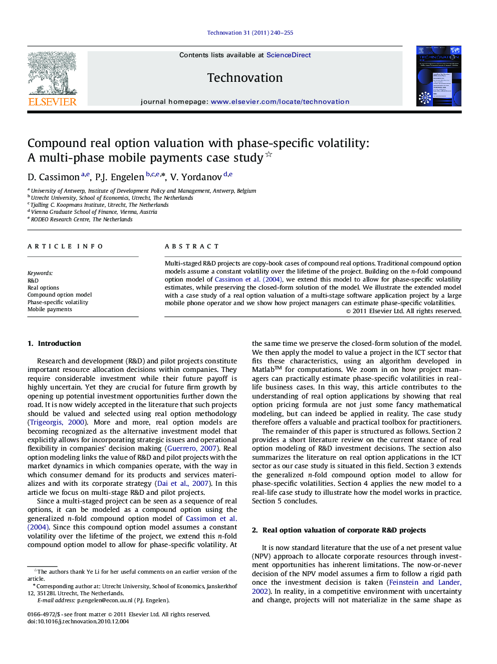 Compound real option valuation with phase-specific volatility: A multi-phase mobile payments case study ⋆