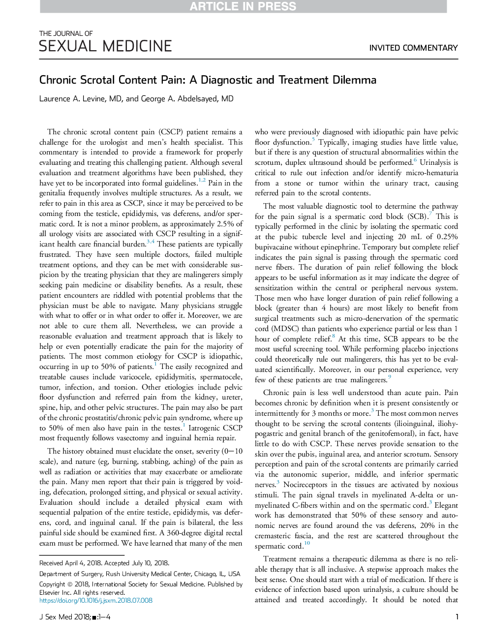 درد مکرر اسکروتال: یک معضل تشخیصی و درمان