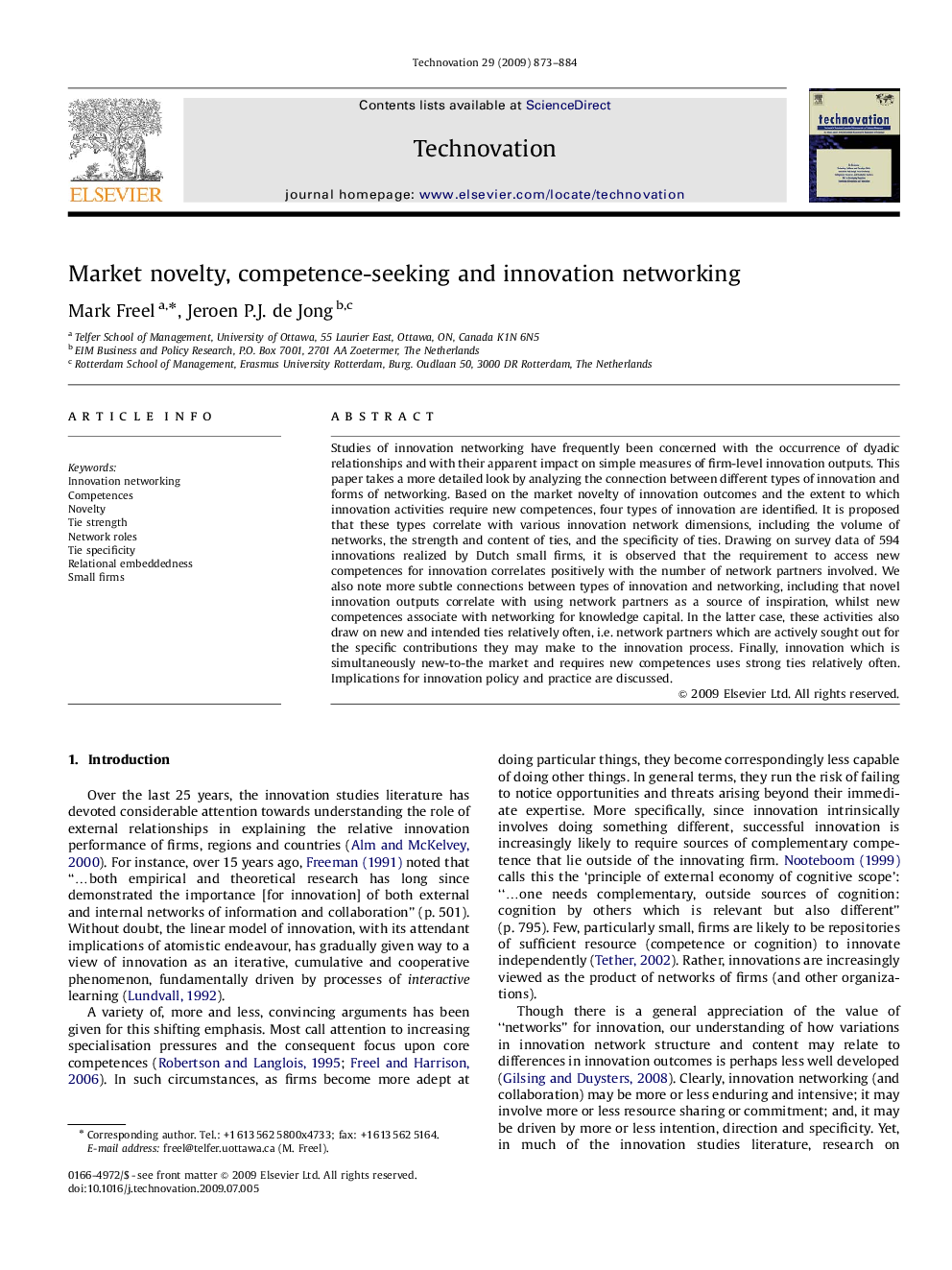 Market novelty, competence-seeking and innovation networking