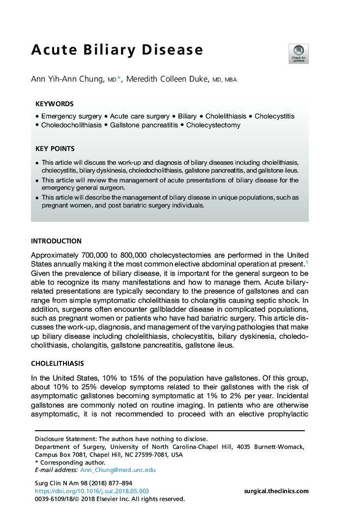 Acute Biliary Disease