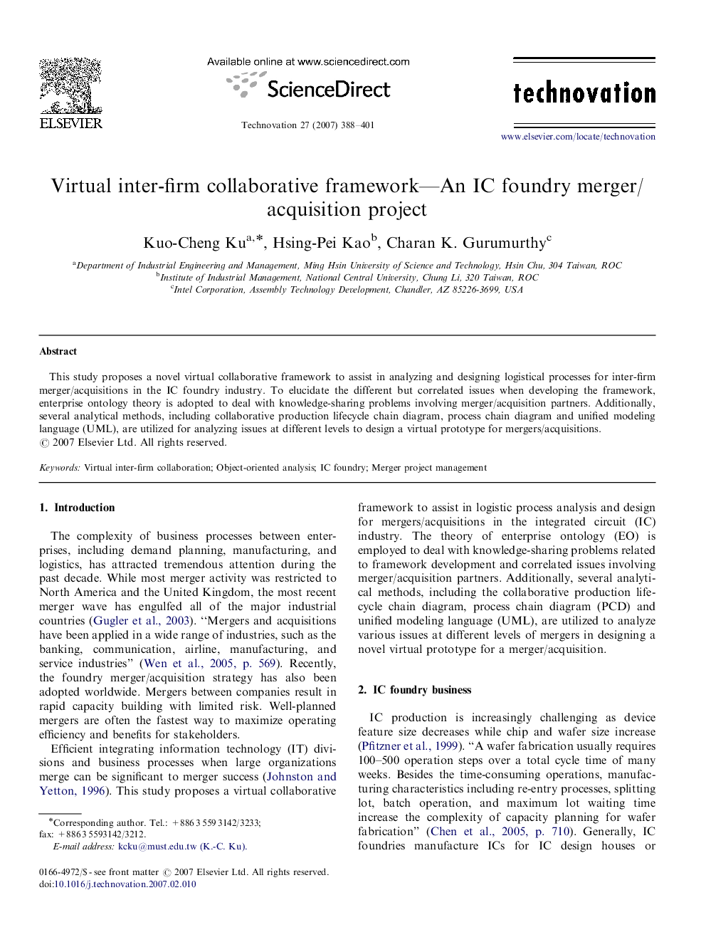 Virtual inter-firm collaborative framework—An IC foundry merger/acquisition project