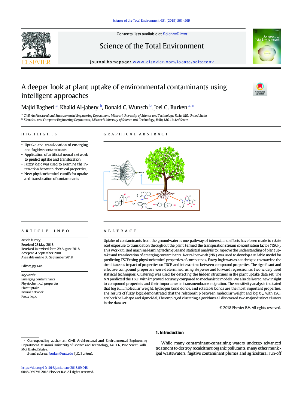 A deeper look at plant uptake of environmental contaminants using intelligent approaches