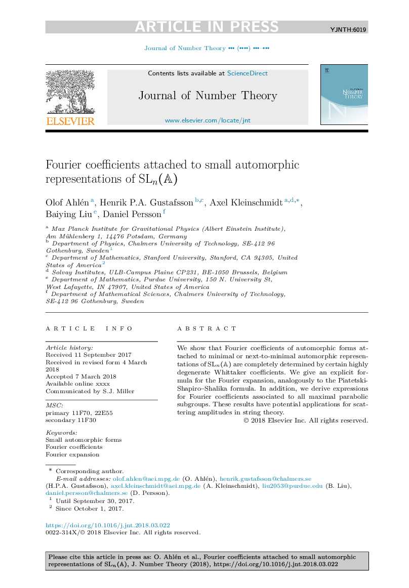 Fourier coefficients attached to small automorphic representations of SLn(A)