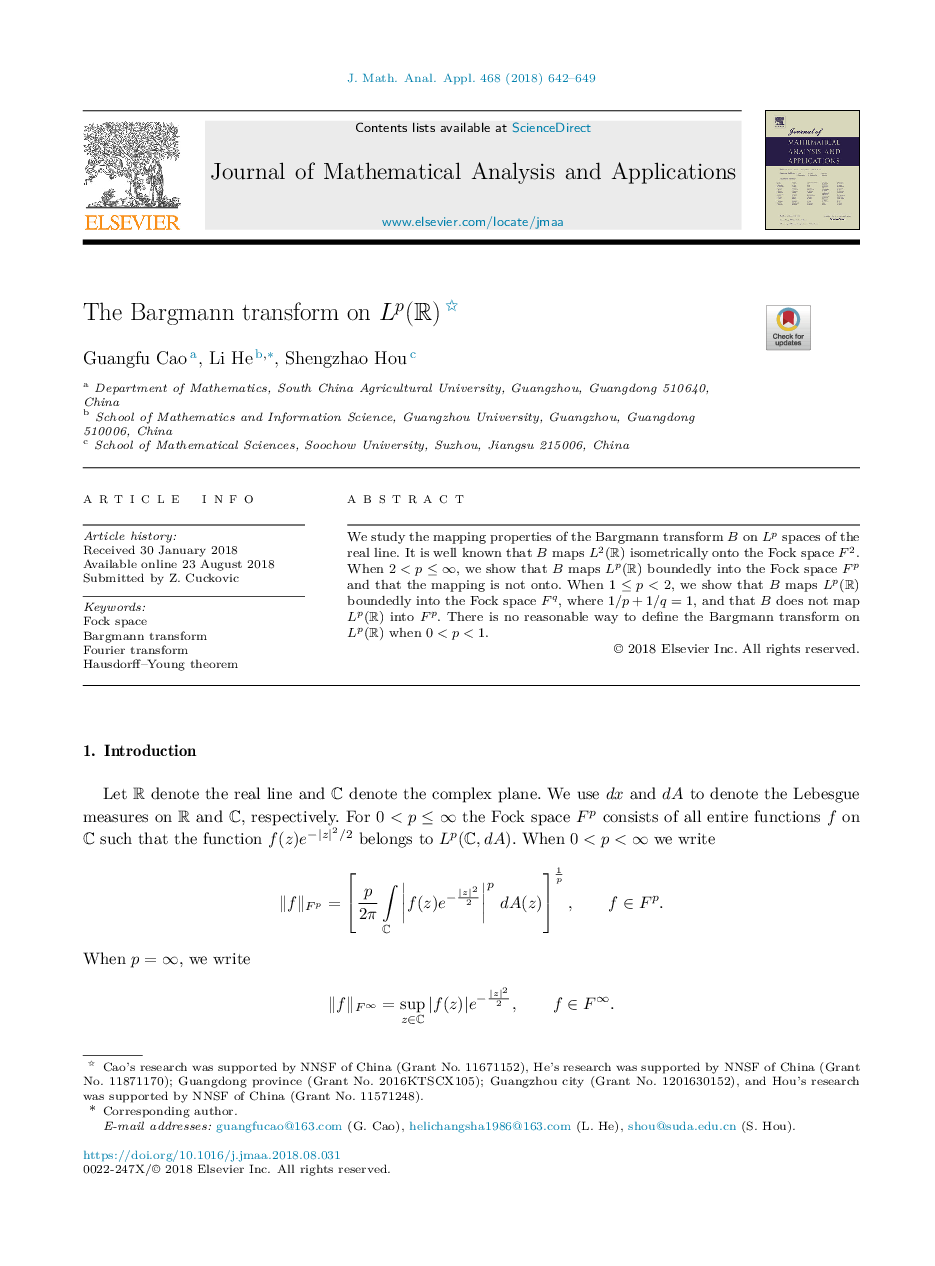 The Bargmann transform on Lp(R)