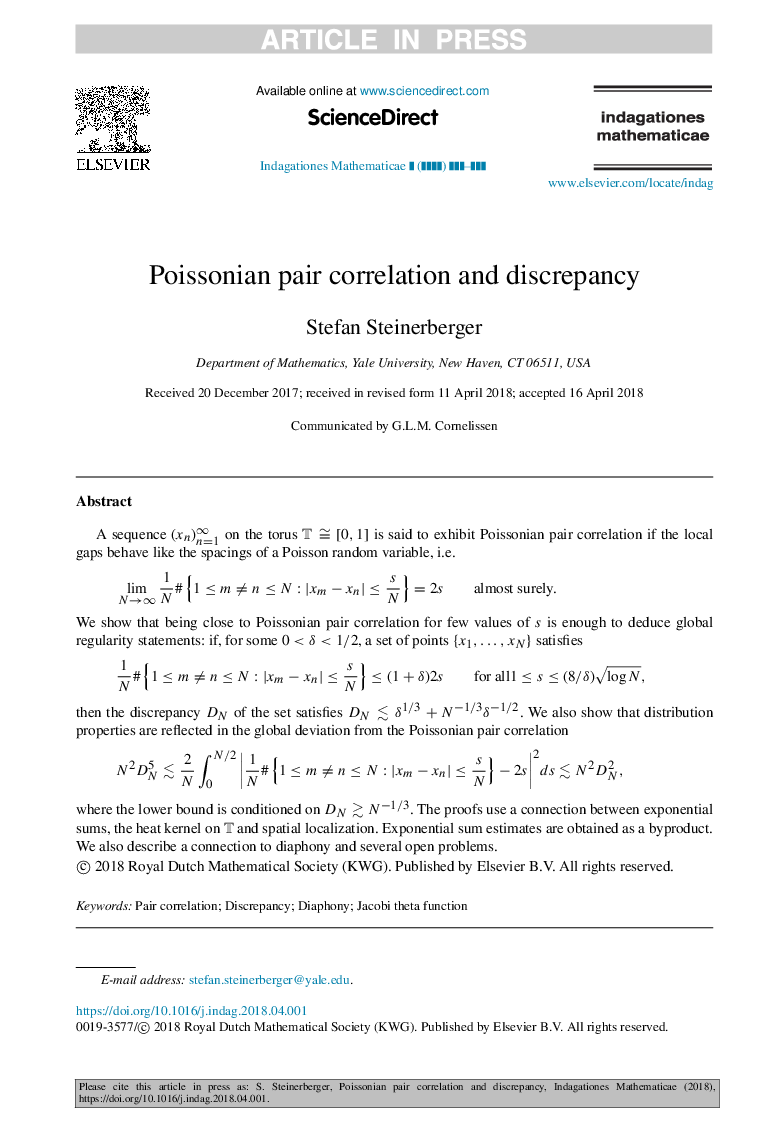 Poissonian pair correlation and discrepancy