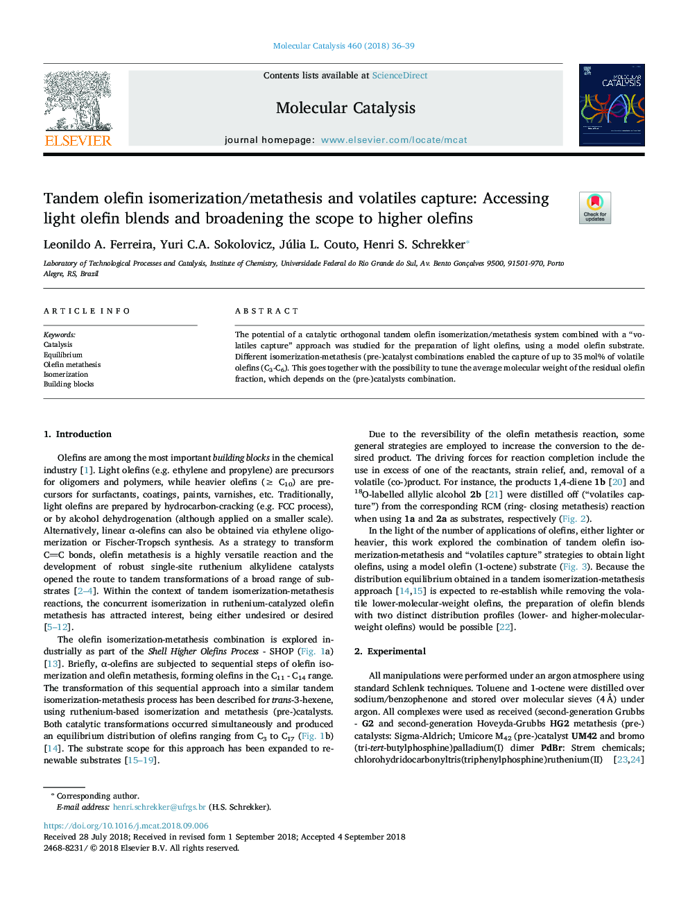 Tandem olefin isomerization/metathesis and volatiles capture: Accessing light olefin blends and broadening the scope to higher olefins