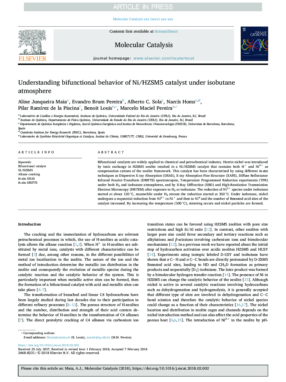 Understanding bifunctional behavior of Ni/HZSM5 catalyst under isobutane atmosphere