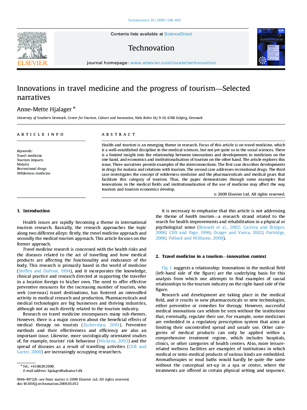 Innovations in travel medicine and the progress of tourism—Selected narratives