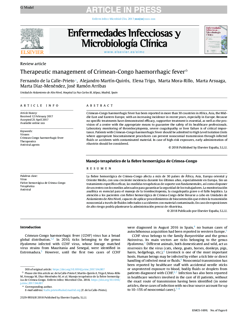 Therapeutic management of Crimean-Congo haemorrhagic fever