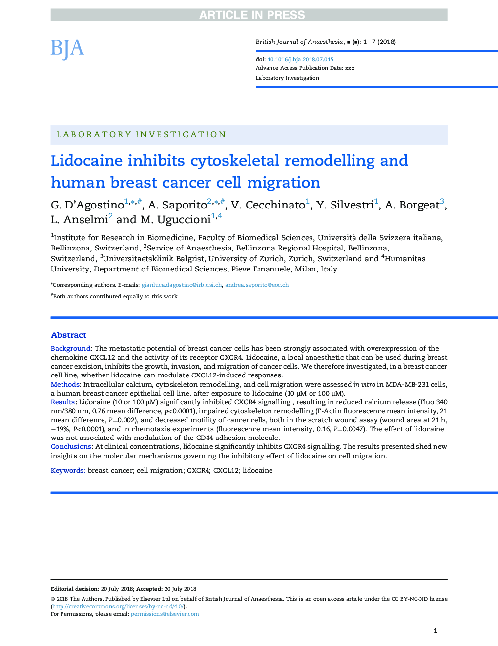 لیدوکائین مانع بازسازی سلول های بنیادی و سلول های سرطان سینه انسان می شود