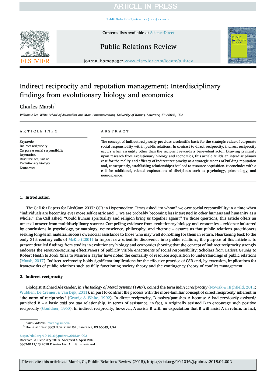 Indirect reciprocity and reputation management: Interdisciplinary findings from evolutionary biology and economics