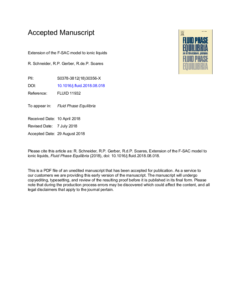 Extension of the F-SAC model to ionic liquids