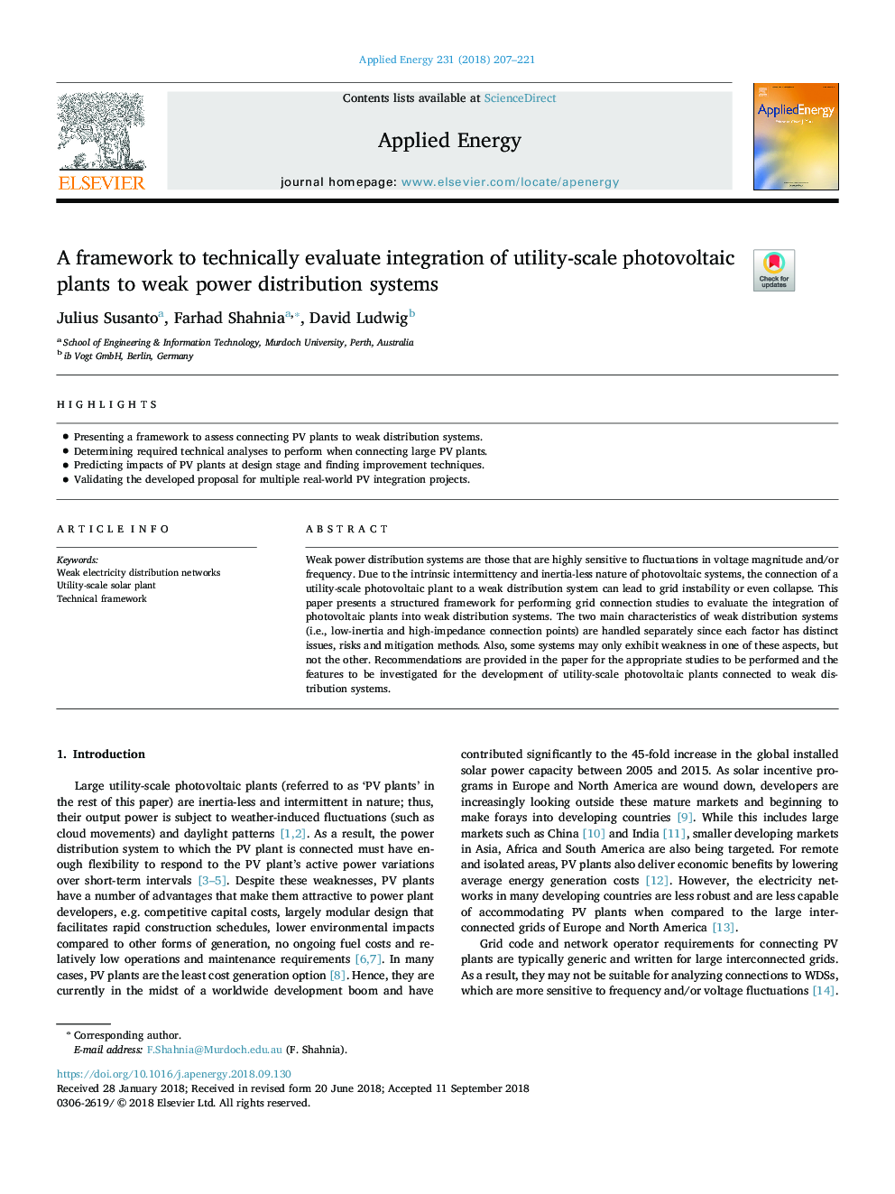 A framework to technically evaluate integration of utility-scale photovoltaic plants to weak power distribution systems