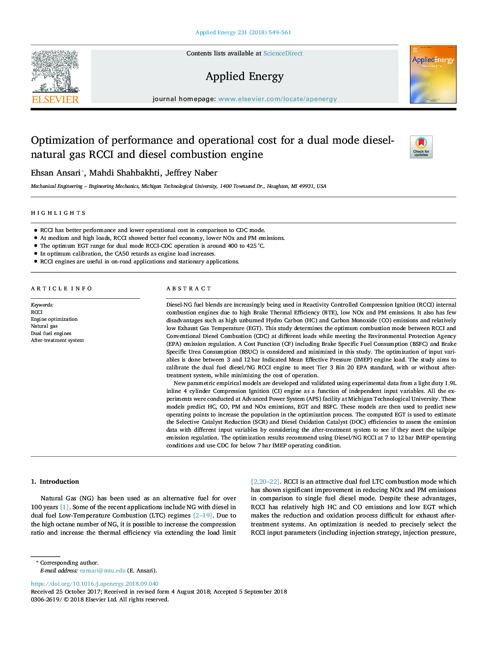 Optimization of performance and operational cost for a dual mode diesel-natural gas RCCI and diesel combustion engine