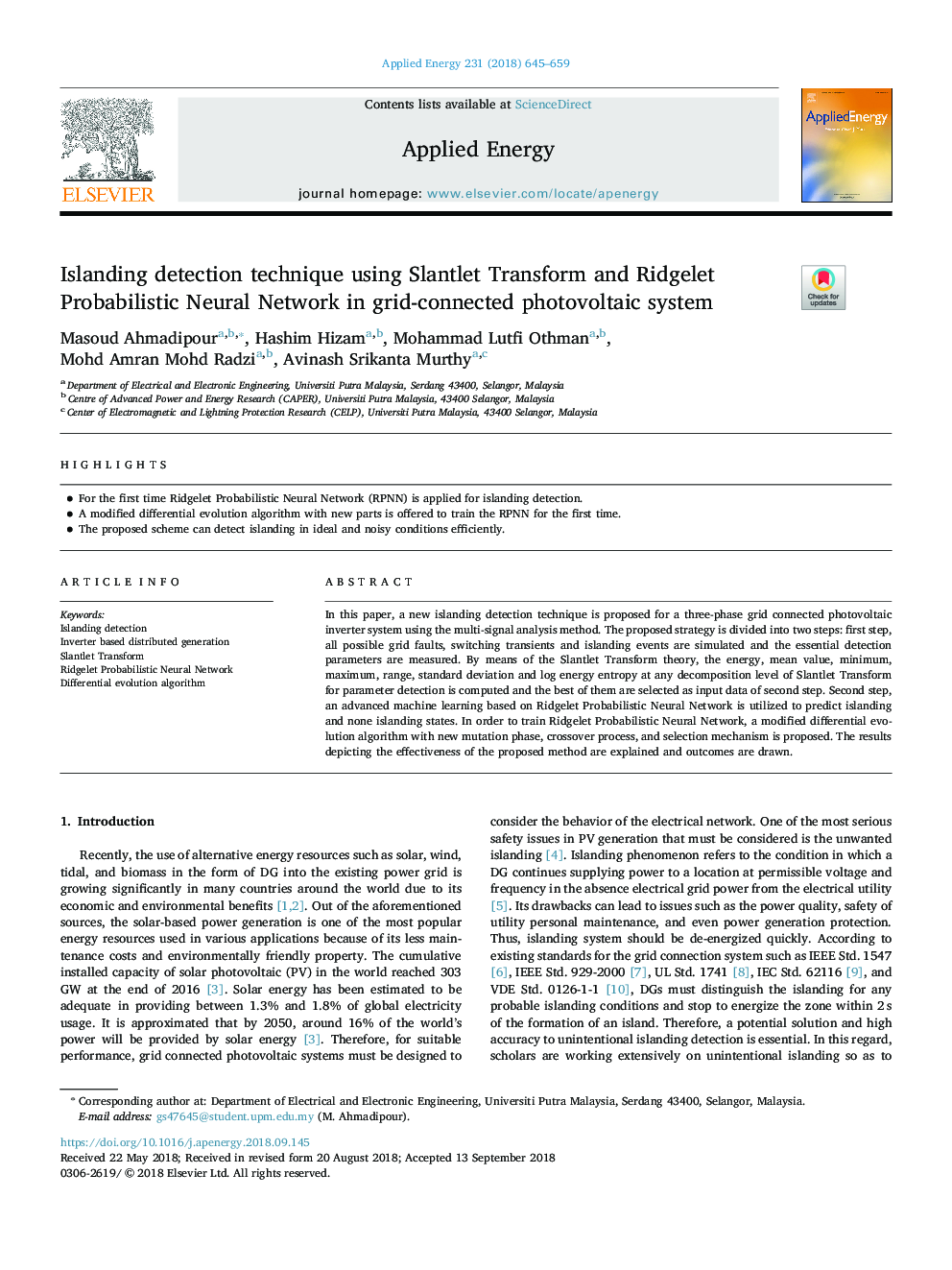 Islanding detection technique using Slantlet Transform and Ridgelet Probabilistic Neural Network in grid-connected photovoltaic system