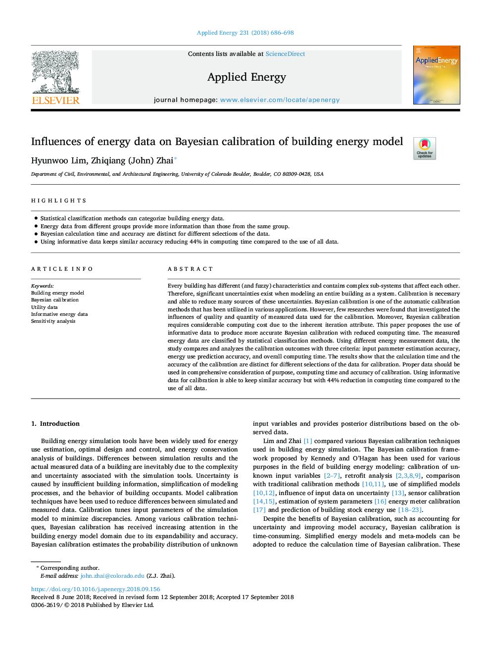 تأثیر داده های انرژی بر کالیبراسیون بیزی از مدل انرژی ساختمان