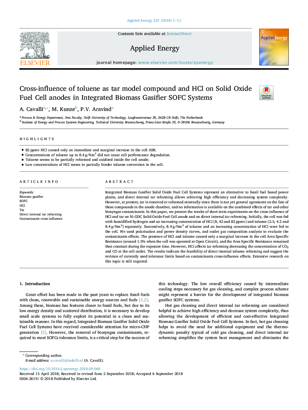 Cross-influence of toluene as tar model compound and HCl on Solid Oxide Fuel Cell anodes in Integrated Biomass Gasifier SOFC Systems