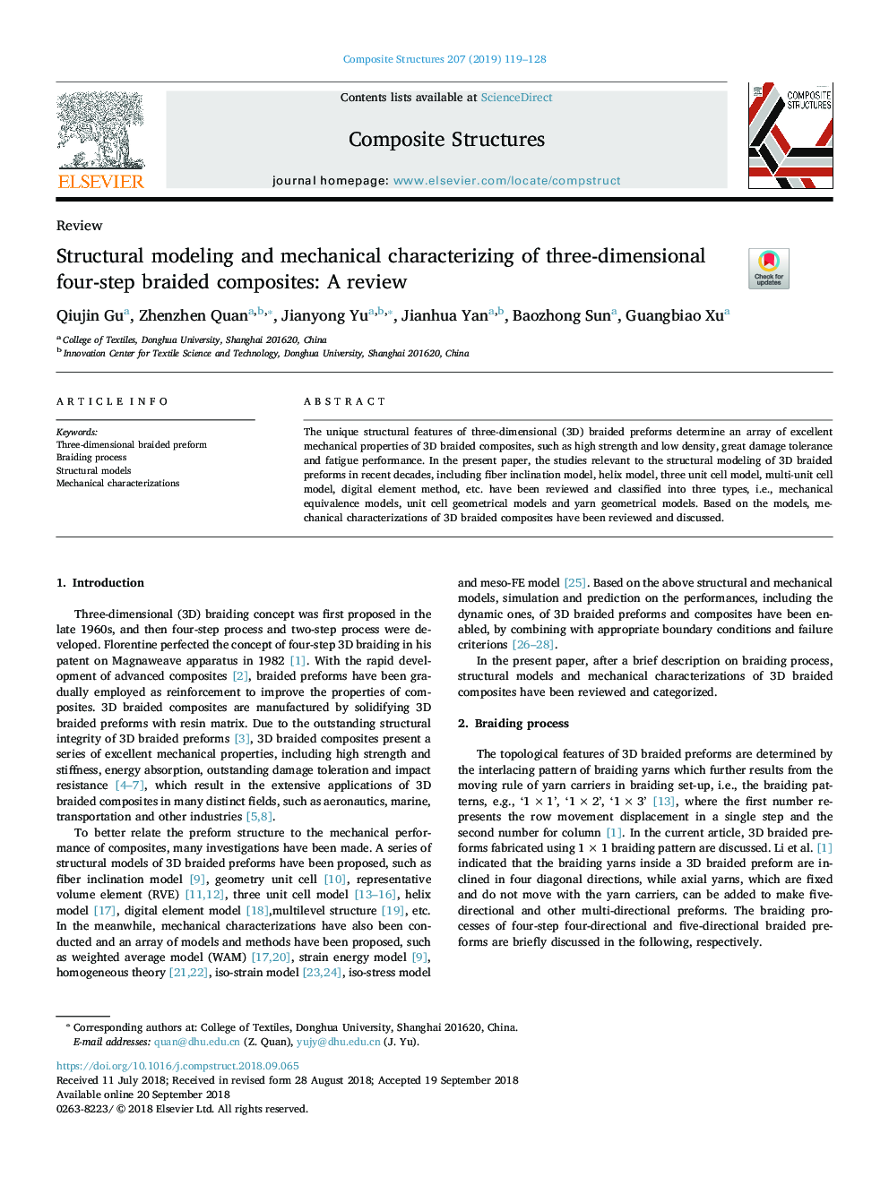 Structural modeling and mechanical characterizing of three-dimensional four-step braided composites: A review