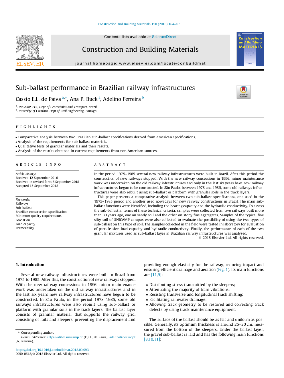 Sub-ballast performance in Brazilian railway infrastructures