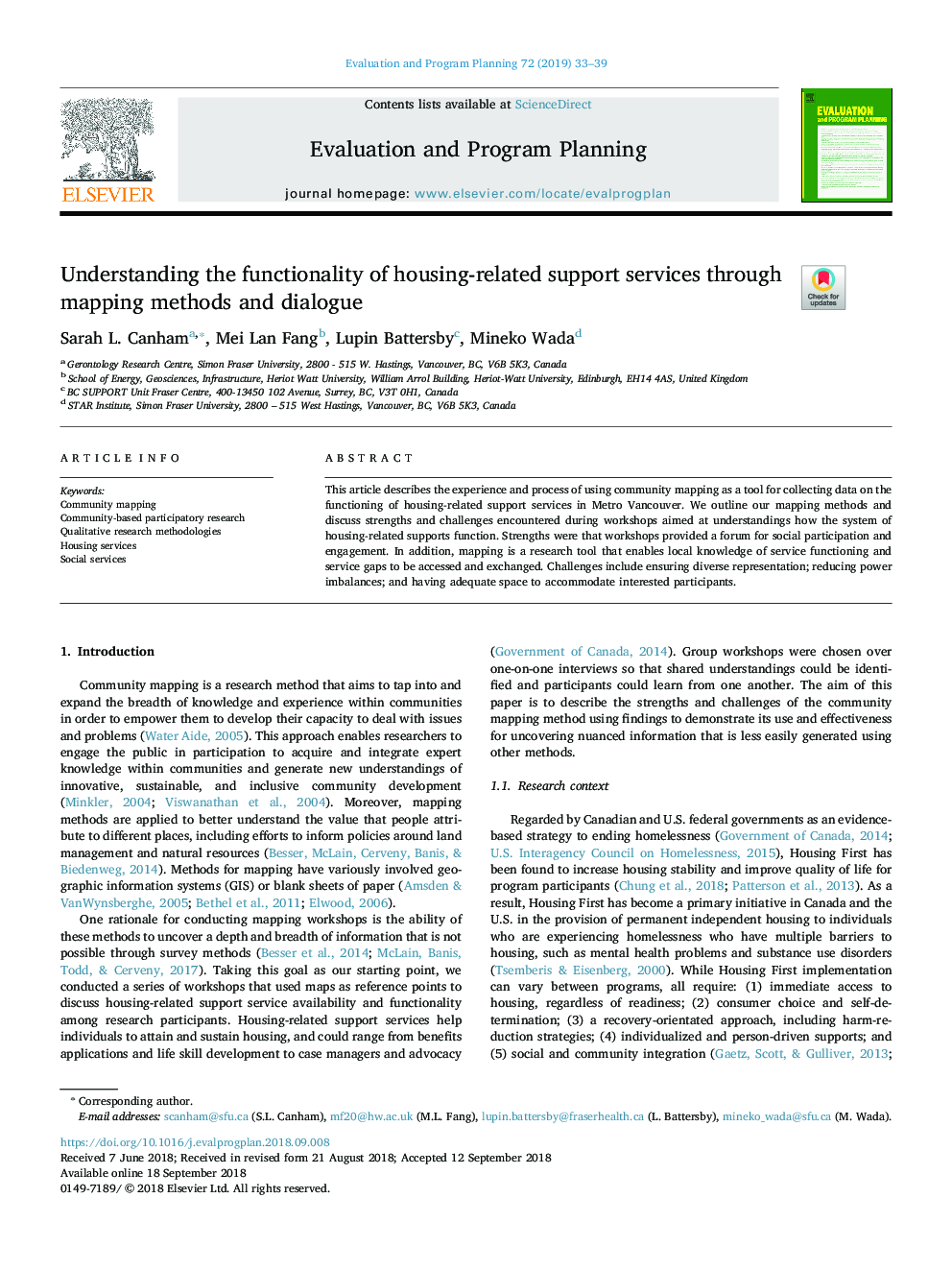 Understanding the functionality of housing-related support services through mapping methods and dialogue